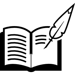 Writing with a feather on a book icon