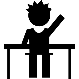 uczeń w klasie podnoszący jedną rękę ikona