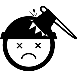Hurted boy head with an ax icon