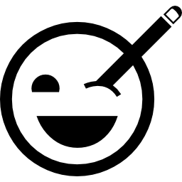 Smiley with a pencil in one eye icon