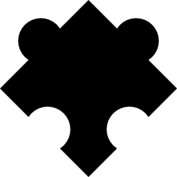 zwarte puzzelstukje gedraaide vorm icoon