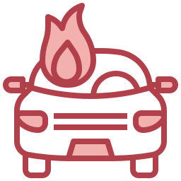 coche en llamas icono