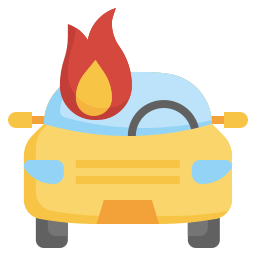 voiture en feu Icône