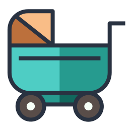 carrito de bebé icono