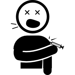 Boy screaming hurted with a knife in his shoulder icon