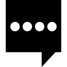 kommentarschnittstellensymbol der rechteckigen schwarzen sprechblase mit vier punkten icon