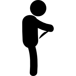 mannseitenschattenbild mit einem messer, das seinen körper zeigt icon