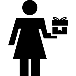 mujer con caja de regalo icono