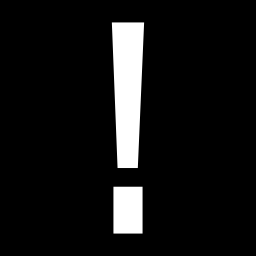 znak wykrzyknika w kwadracie dla symbolu pomocy interfejsu ikona