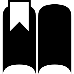 Bookmark on an open book black shape icon