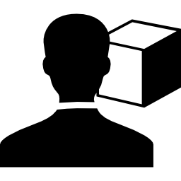 pessoa com um cubo impresso em 3d Ícone