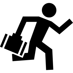 lavoratore che corre con una valigetta in una mano icona
