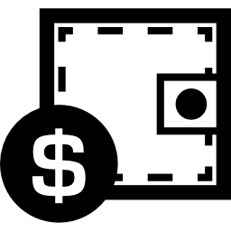 bolsillo de dinero con dólares icono