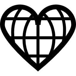 Earth grid with heart shape icon