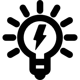 glühbirne mit bolzenschild icon