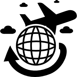 reisen mit dem flugzeug um die erde icon