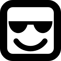 faccina quadrata sorridente con occhiali da sole icona