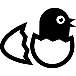 Bird in broken egg from side view icon