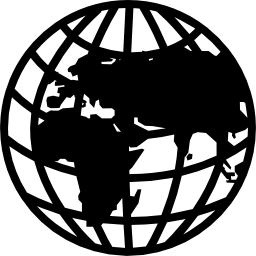 Earth globe with grid and continents shapes icon