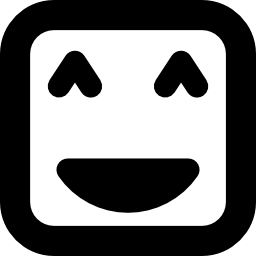 Smile face of square shape with closed happy eyes icon
