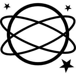 Earth symbol variant with ellipses and stars icon