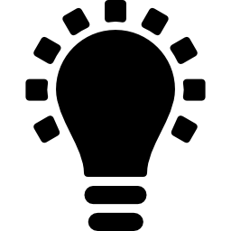 simbolo della lampadina nera icona