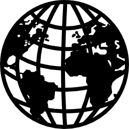 símbolo de la tierra con continentes y cuadrícula. icono
