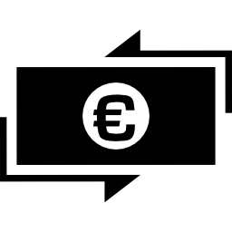 billete de euro con flechas alrededor icono