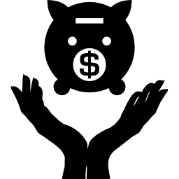 Money piggy bank on hands icon
