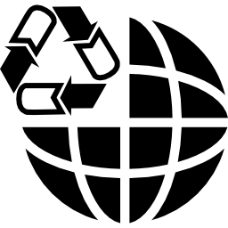 Earth grid with recycle symbol icon