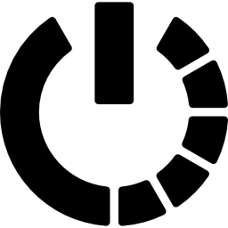 vermogenssymboolvariant met halve cirkel van onderbroken lijn icoon