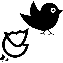 pájaro negro y huevo roto icono