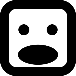 Shock face of square shape with opened oval mouth icon