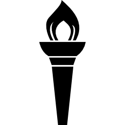 Факел с пламенем огня на вершине инструмента иконка