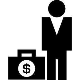 Man with money bag of dollars icon