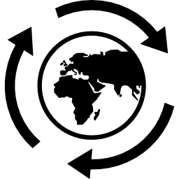aarde met pijlencirkel icoon