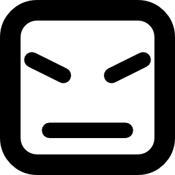 Angry face of square shape and straight lines icon