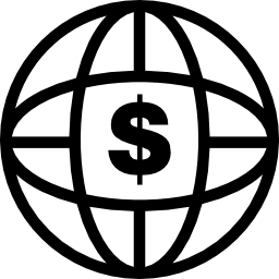 siatka ziemi ze znakiem dolara ikona