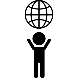 Earth grid over a boy silhouette icon