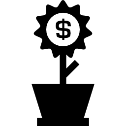 kwiat pieniędzy w doniczce ikona