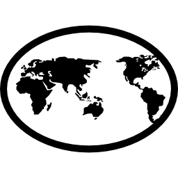 Earth map in an oval icon