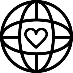 Heart in Earth grid icon