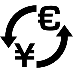 symbol wymiany pieniędzy jen euro ikona