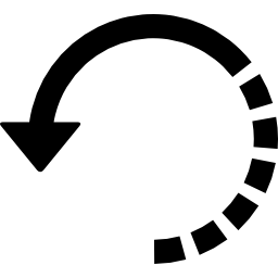 círculo de flecha con la mitad de la línea discontinua icono