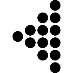 Left arrow of triangular shape of dots pattern icon