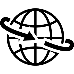 Earth grid with arrow around icon