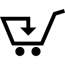 Money trolley with down arrow icon