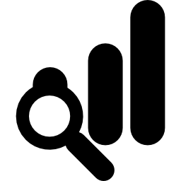 Magnifying glass on bars graphic icon