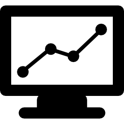 Monitor with stats graphic icon