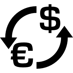 wymiana waluty euro dolar ikona